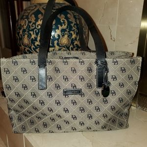 Dooney & Bourke black & grey canvas satchel